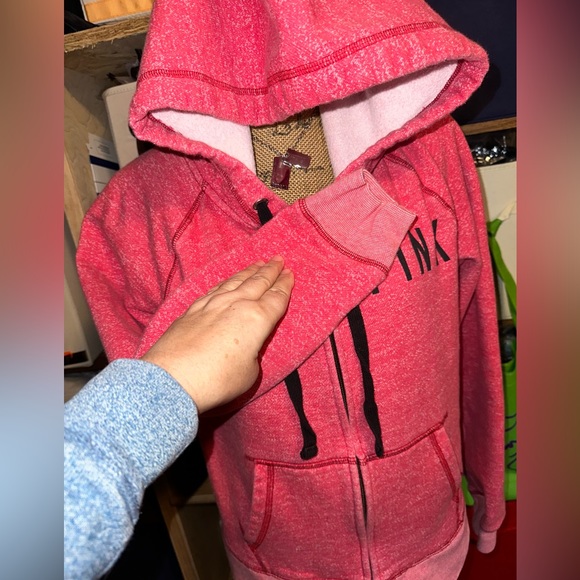♥️❤️VINTAGE VICTORIA SECRET FULL ZIP HOODIE-washed red - Picture 3 of 12